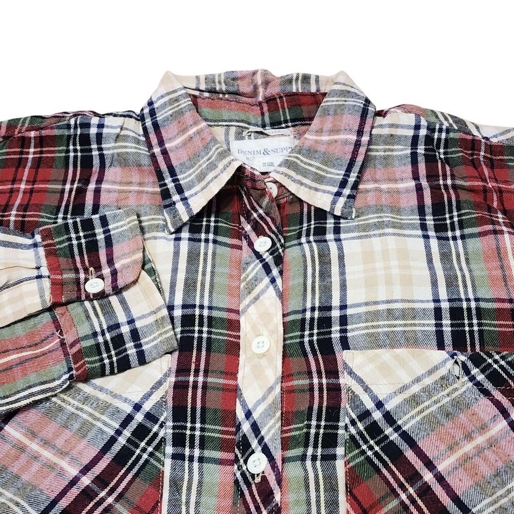 Denim & Supply Ralph Lauren Shirt Womens XL Multicolor Plaid Button Long Sleeve